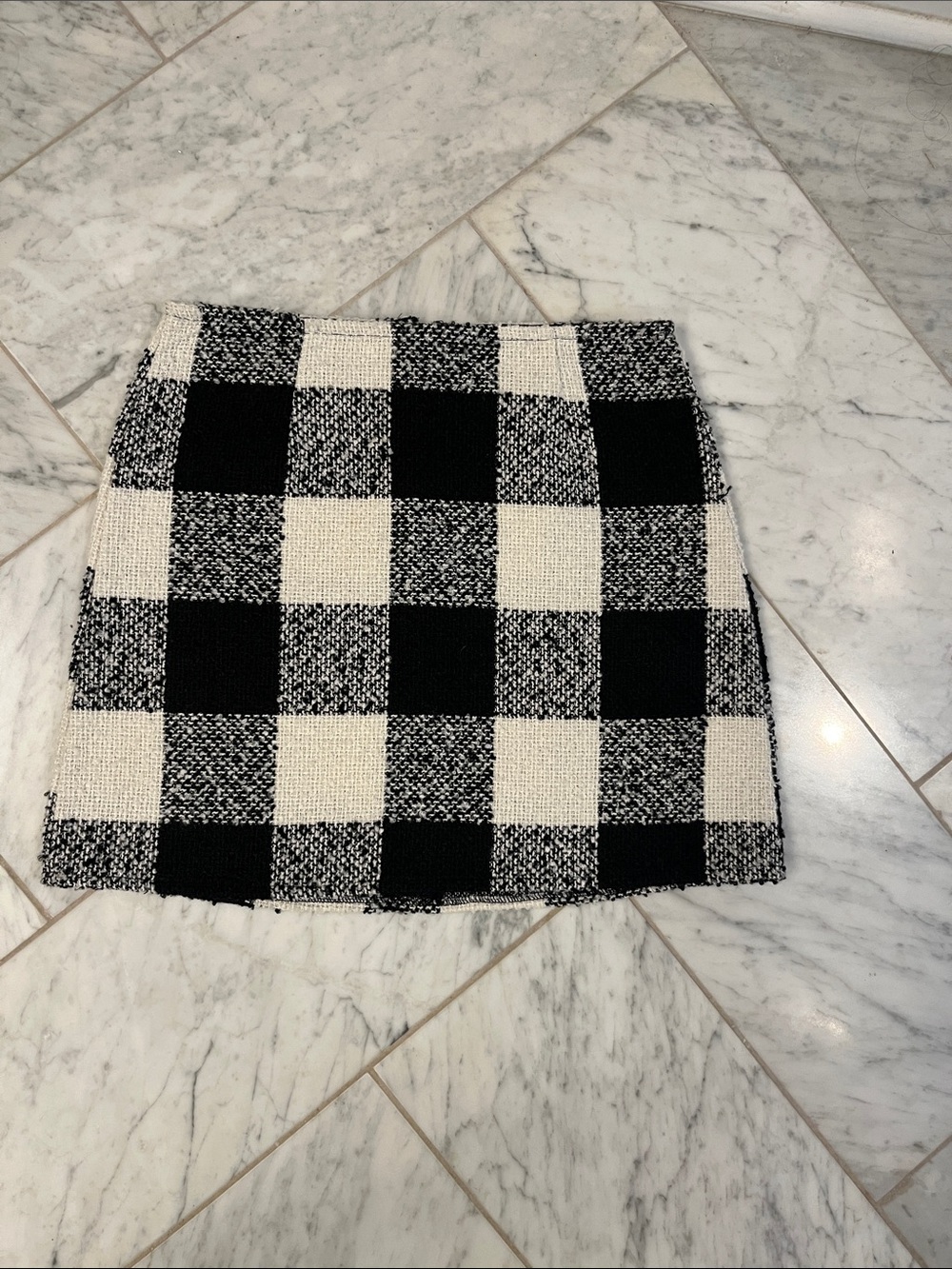 Forever 21 Black & White Checkered Tweed Mini Skirt